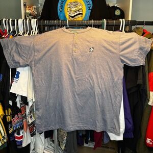 Vintage Big Dogs Henley Shirt Gray Embroidered Logo XXL